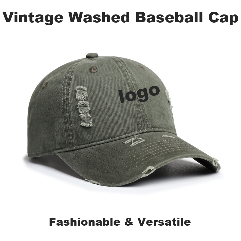 Baseball Cap Structured - Custom Logo Vintage Distressed Washed Soft
