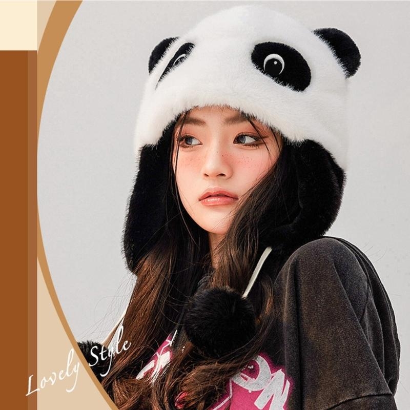 Panda Ear Hat Panda Earflap Ha - Trapper Hat Ear Flap reseña y precio
