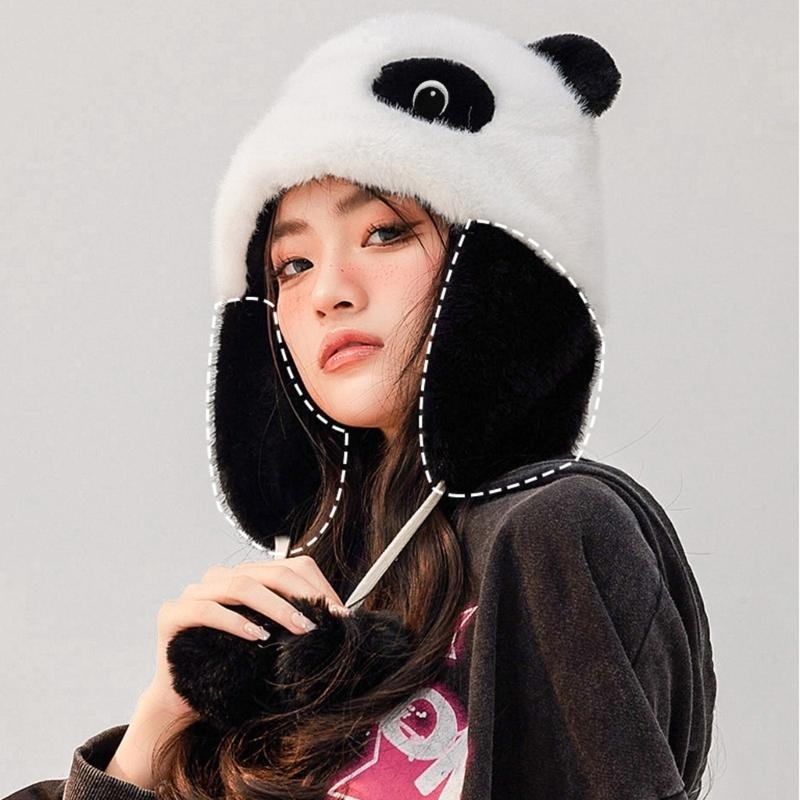 Panda Ear Hat Panda Earflap Ha - Trapper Hat Ear Flap reseña y precio