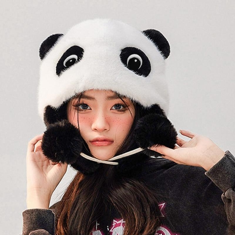 Panda Ear Hat Panda Earflap Ha - Trapper Hat Ear Flap reseña y precio