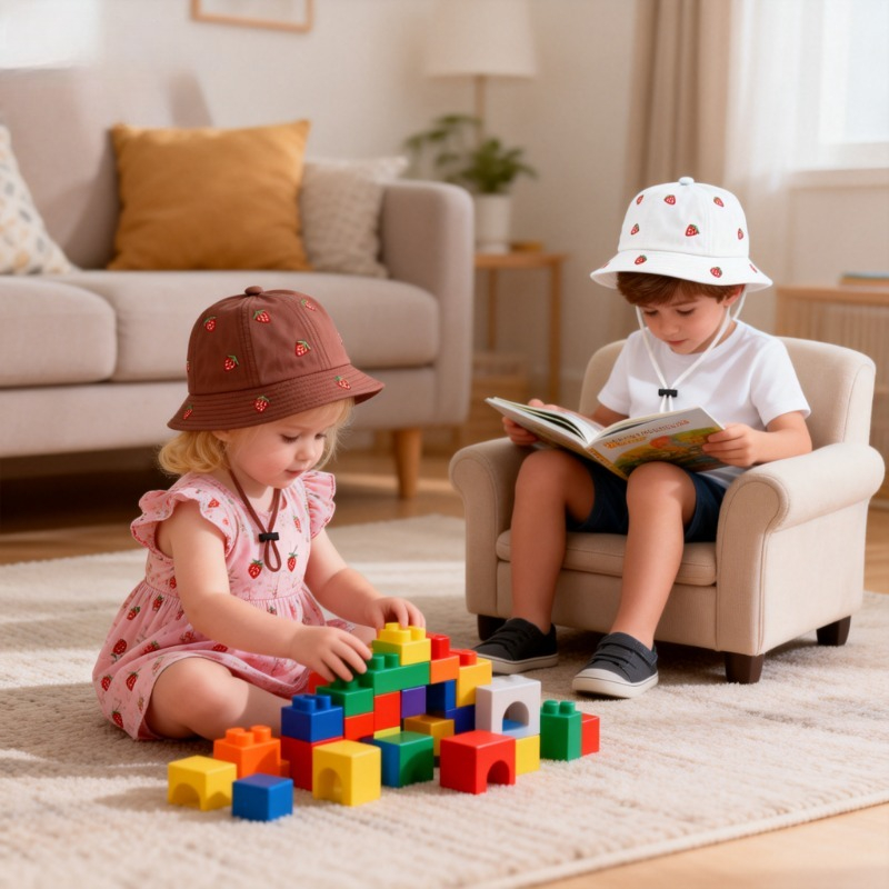Girl Fisherman Hat with Strawb - Bucket Hat Cotton reseña y precio