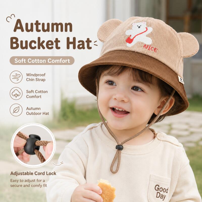 Kids Bear Ear Bucket Hat Soft  - Bucket Hat Cotton reseña y precio