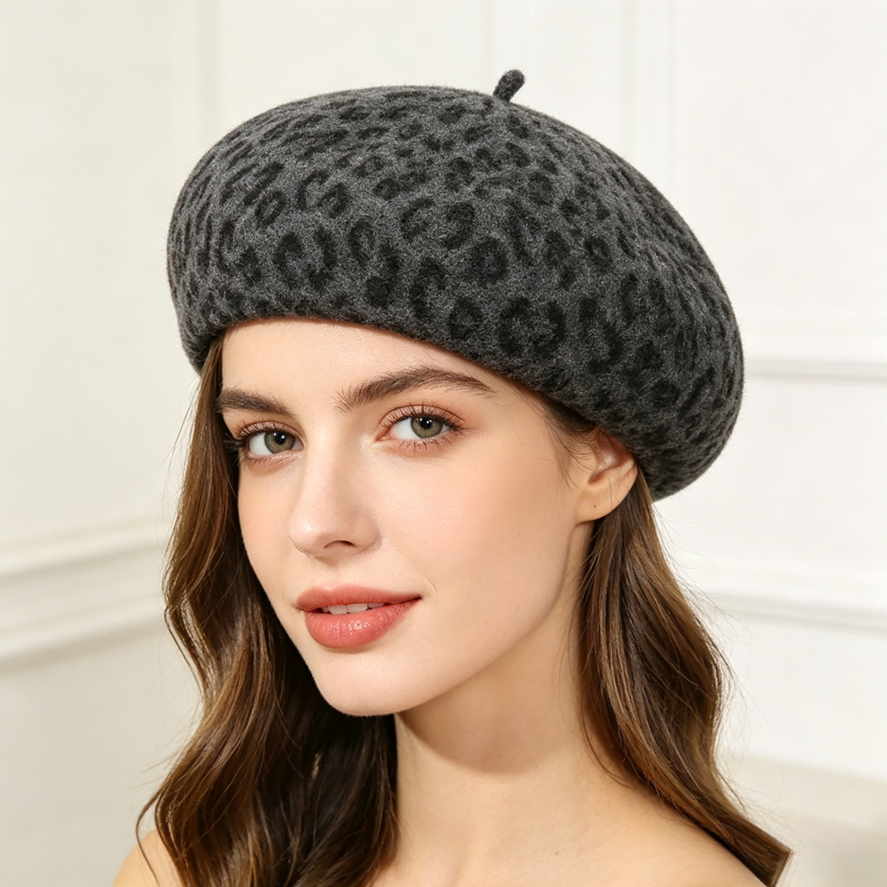 New Leopard Print Autumn Winte - Beret French Wool reseña y precio