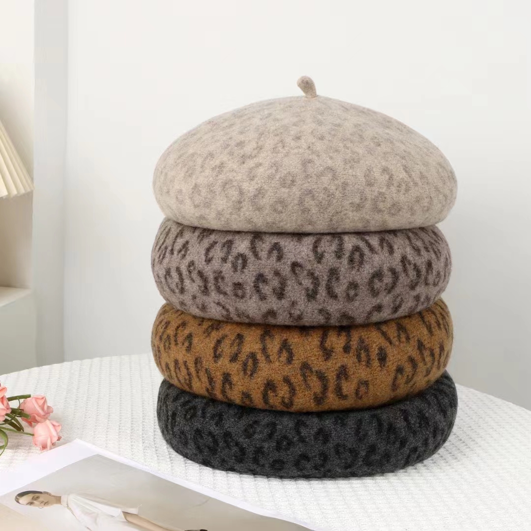 New Leopard Print Autumn Winte - Beret French Wool reseña y precio