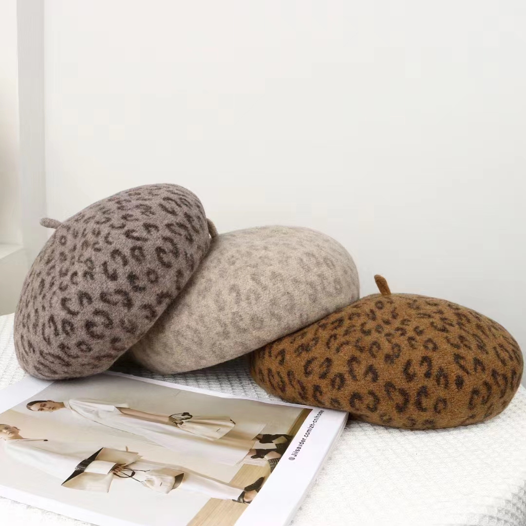 New Leopard Print Autumn Winte - Beret French Wool reseña y precio