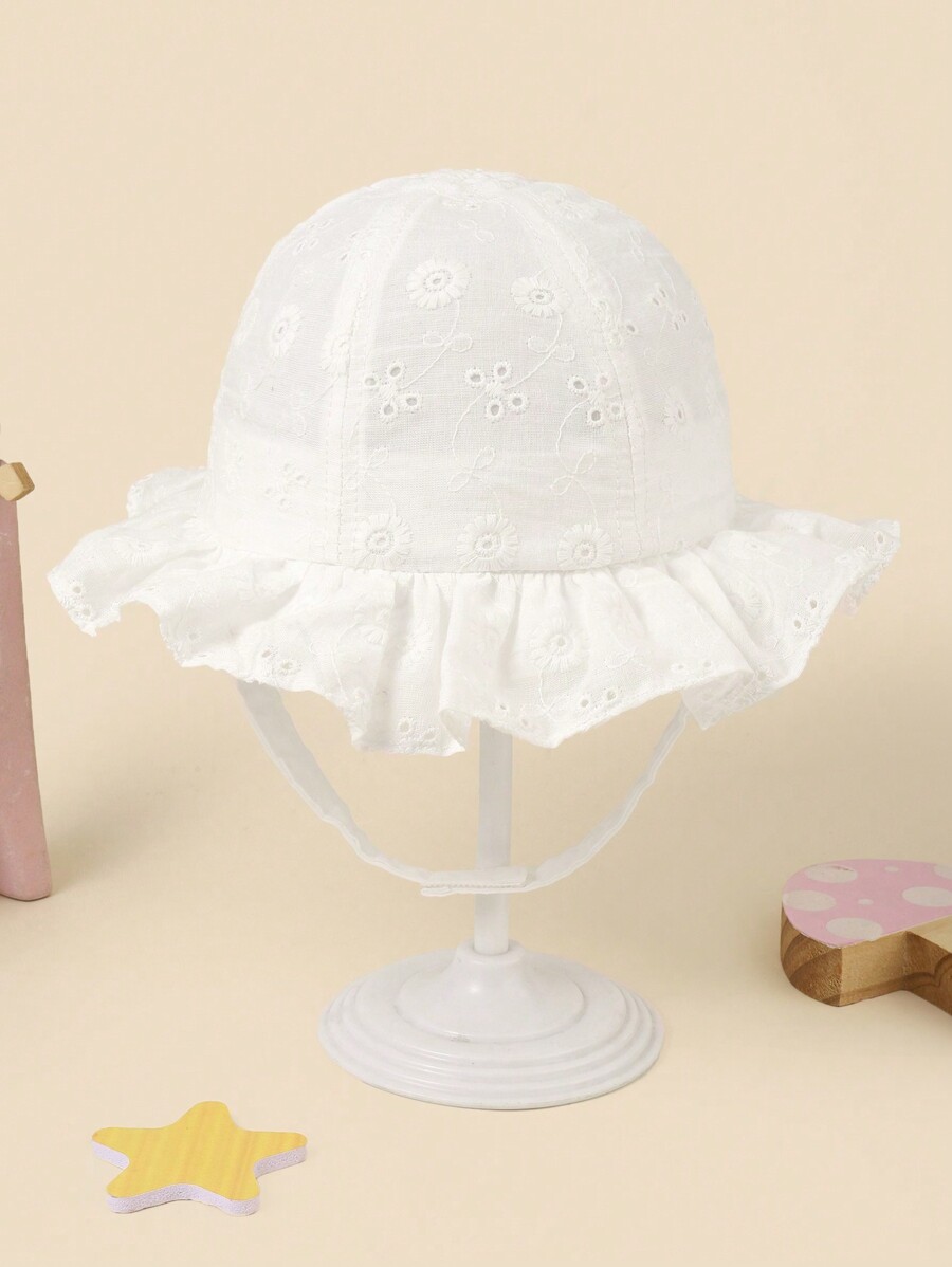 White Floral Embroidery Bucket - Bucket Hat Cotton reseña y precio