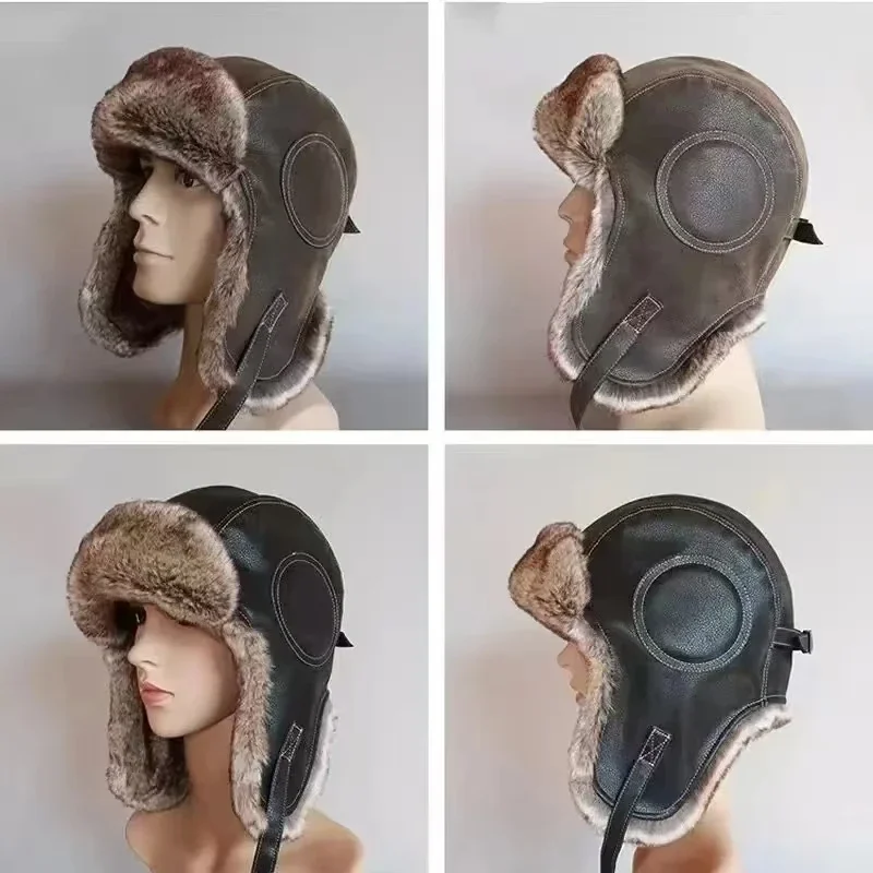 Leather SnowWint Cap With Ear  - Trapper Hat Ear Flap reseña y precio