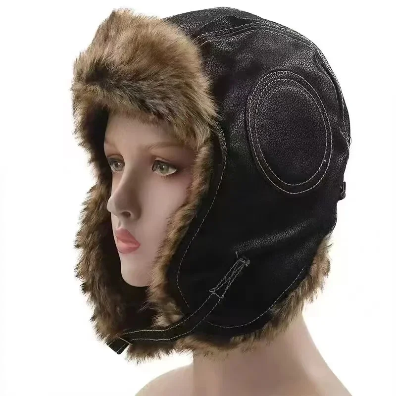 Leather SnowWint Cap With Ear  - Trapper Hat Ear Flap reseña y precio