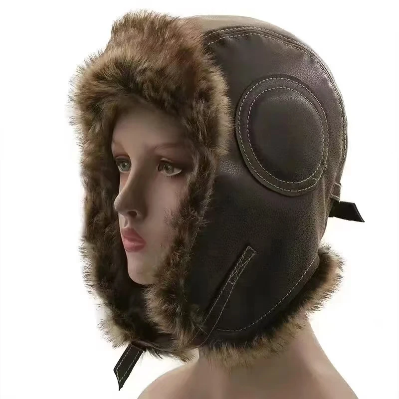 Leather SnowWint Cap With Ear  - Trapper Hat Ear Flap reseña y precio