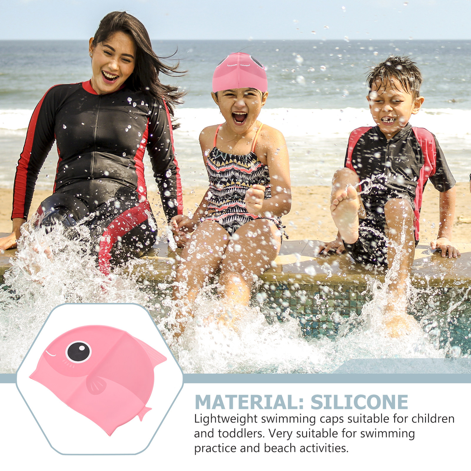 1pc Silicone Cap Cartoon Desig - Swim Hat Silicone reseña y precio
