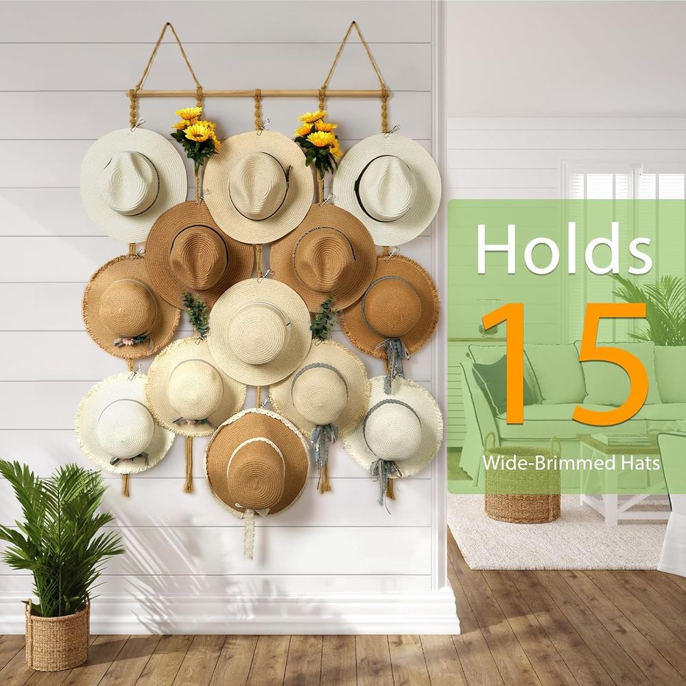 Hat Organizer Rack or Wall 15  - Sun Hat Wide Brim reseña y precio