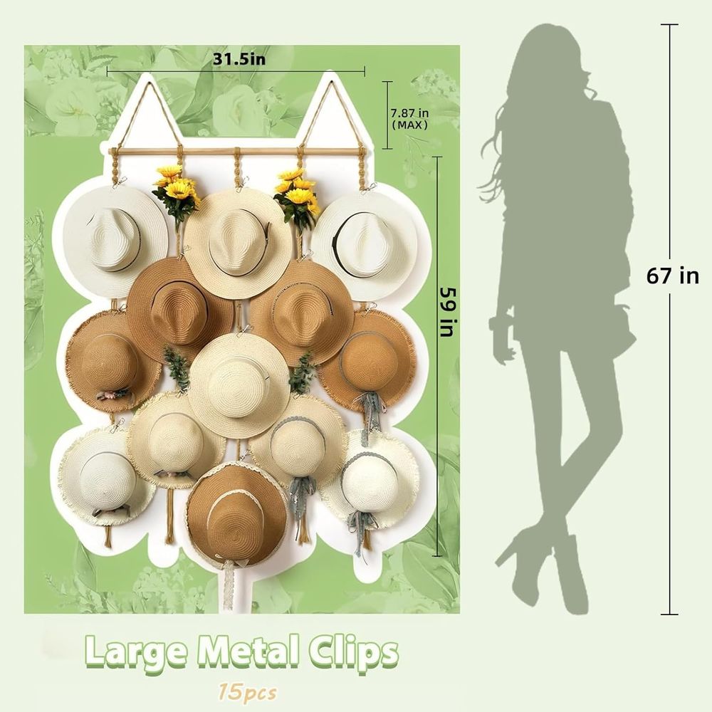 Hat Organizer Rack or Wall 15  - Sun Hat Wide Brim reseña y precio