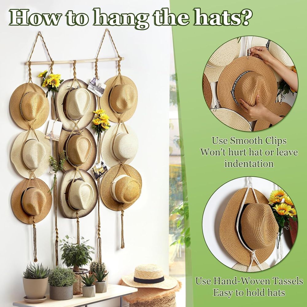 Hat Organizer Rack or Wall 15  - Sun Hat Wide Brim reseña y precio